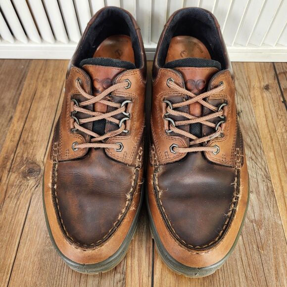 ECCO Track 25 Low GTX Mens Sz 14 Brown Leather Waterproof Gore-Tex Hiking Shoes - Picture 8 of 9